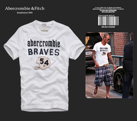 Abercrombie Fitch Hombres De Cuello Redondo Con Gente Fotos Corto Remera AF5697